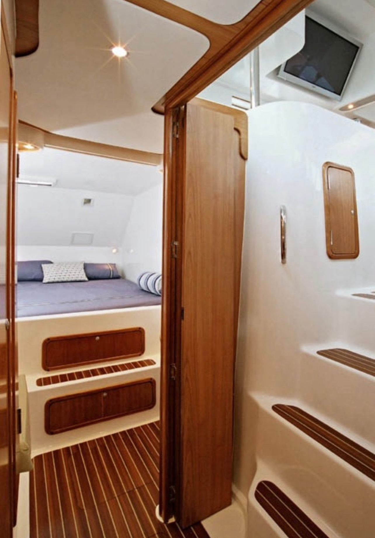 Double-bed cabin on the catamaran